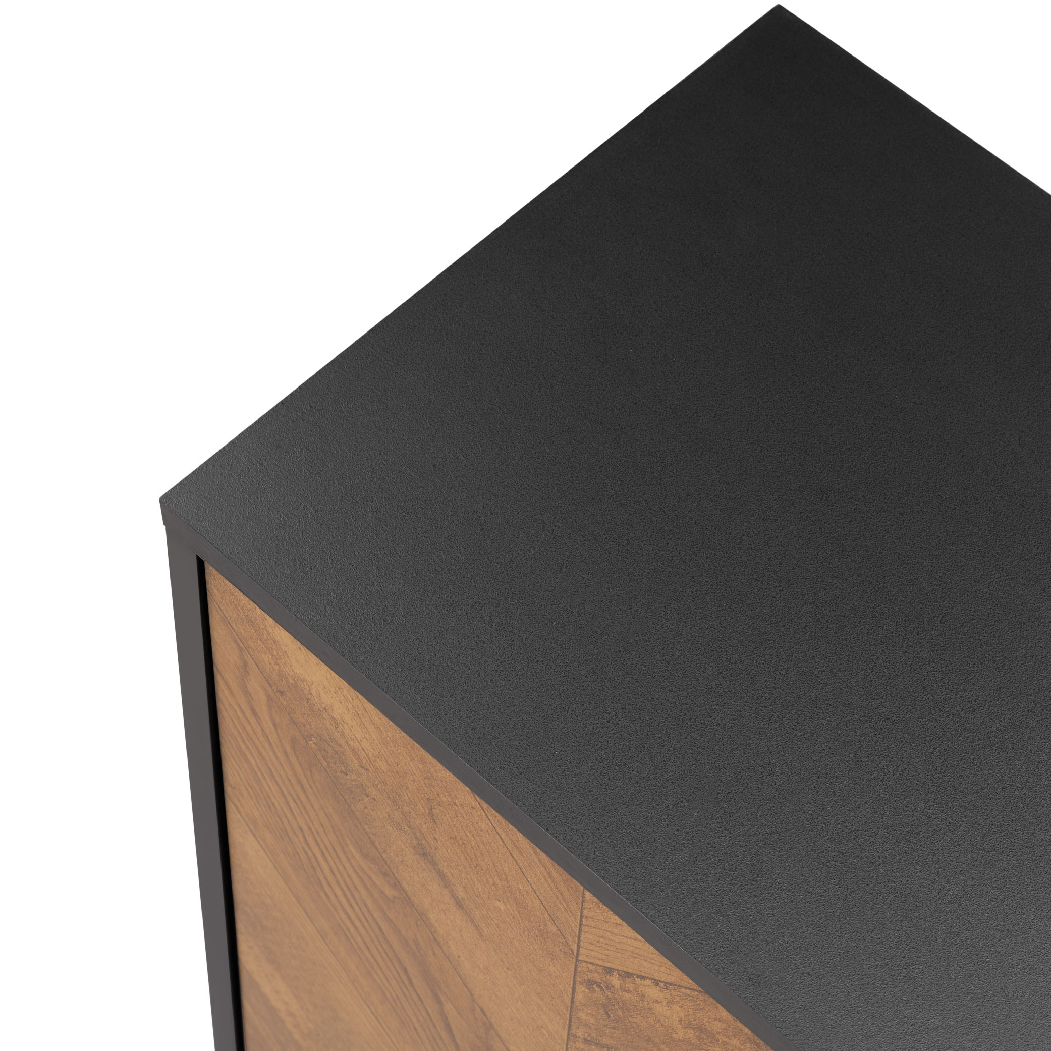 Accent Cabinet With Adjustable Shelf, Kitchen Storage Cabinet With Herringbone Design, Black Sideboard For Living Room, Kitchen, Entryway_voghion.com